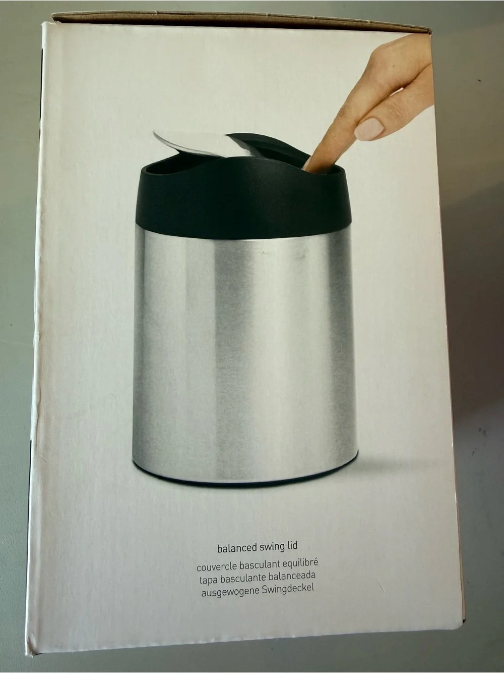 simplehuman Mini Can with Grey Trim - Silver and Grey - Picture 3 of 5